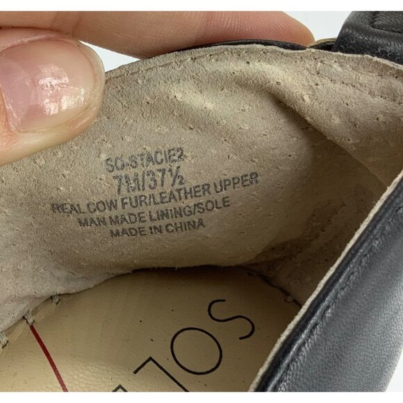 Sole Society Stacie 2 Closed Toe Espadrille Shoe Women Sz 7 Real Cow Fur Leather - Picture 7 of 7